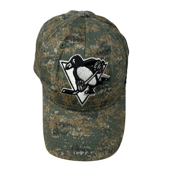 Pittsburgh Penguins Reebok Military Digital Camo Camouflage Fitted Hat Cap 7 3/8 - Picture 2 of 9